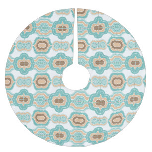 Farbiges blau/beiges/braunes Medaillon Polyester Weihnachtsbaumdecke