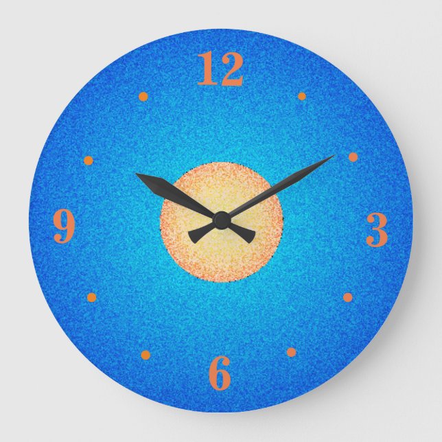 Farbiges Blau mit Gelb/Gold>Küchenuhren Große Wanduhr (Vorderseite)
