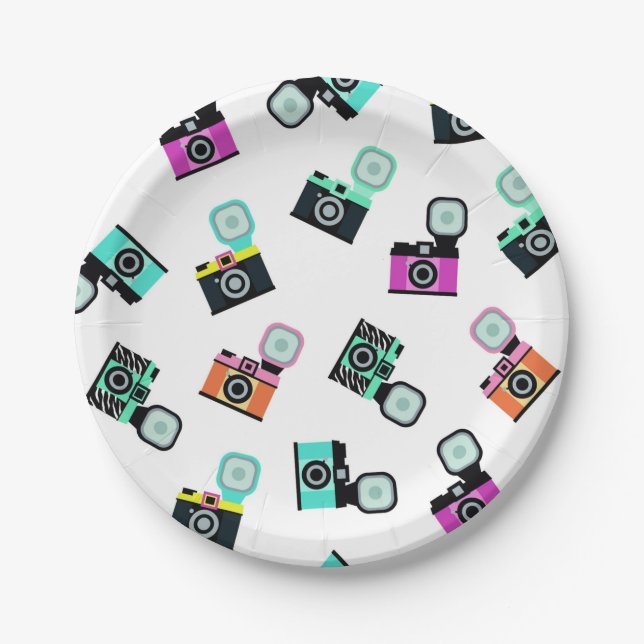 Farbiges Blitzlichtkamera-Papiertablett Pappteller (Vorderseite)