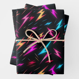 Farbiges Blitzmuster Geschenkpapier Set