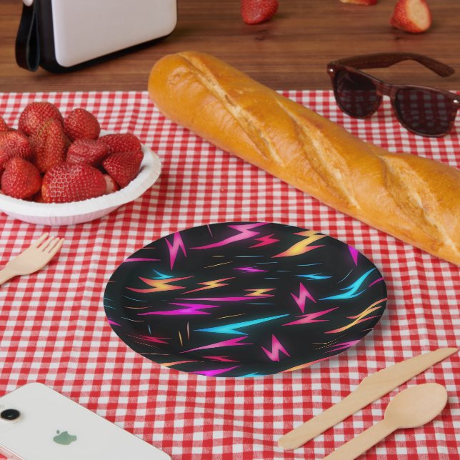 Farbiges Blitzmuster  Pappteller (Picknick)