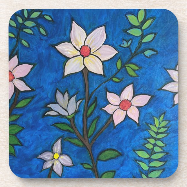 Farbiges Blumen-Set Untersetzer 6er (Vorderseite)