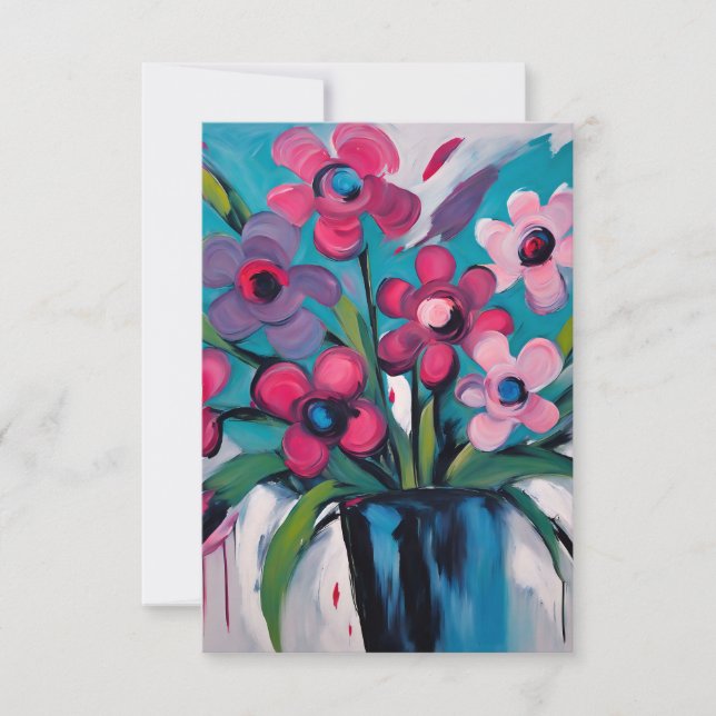 Farbiges Blumendesign Dankeskarte (Vorderseite)