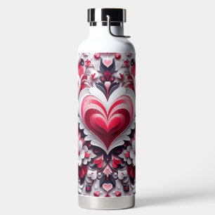 Farbiges, blumengeschmücktes Herz Trinkflasche