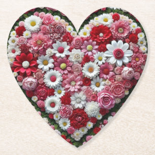 Farbiges, blumengeschmücktes Herz Untersetzer