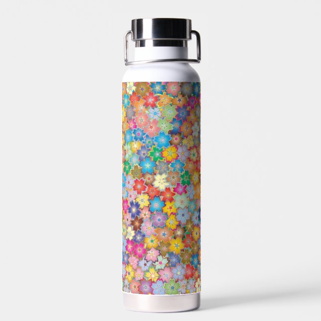 Farbiges, blumengeschmücktes Kupfer-Vakuum Trinkflasche (Rückseite)