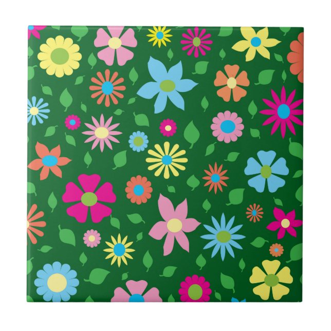 Farbiges Blumenmuster Fliese (Vorderseite)