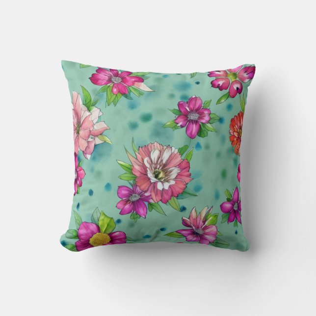Farbiges Blumenmuster Kissen (Vorderseite)