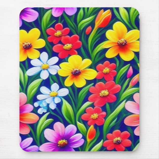 Farbiges Blumenmuster Mousepad (Vorne)