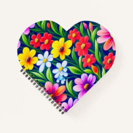 Farbiges Blumenmuster Notizbuch