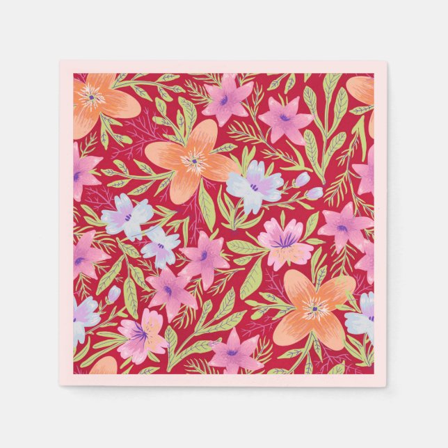 Farbiges Blumenmuster Serviette (Vorderseite)