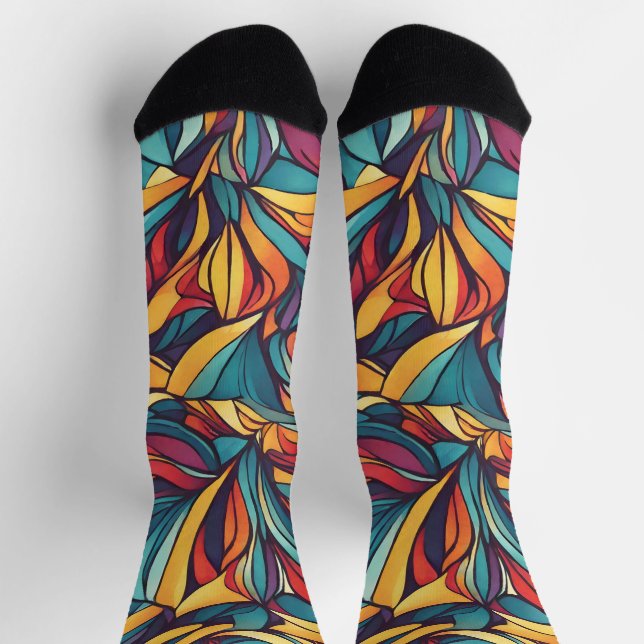 Farbiges Blumenmuster Socken (Oben)