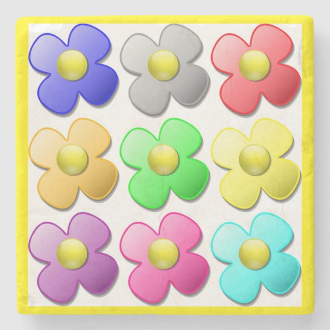 FARBIGES BLUMENMUSTER STEINUNTERSETZER (Vorderseite)