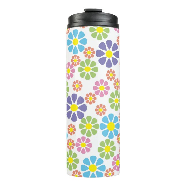 Farbiges Blumenmuster Thermosbecher (Vorderseite)