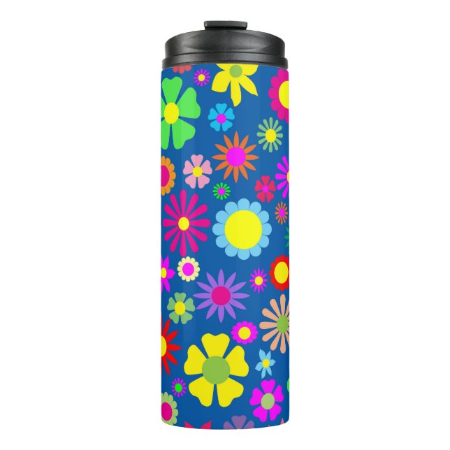 Farbiges Blumenmuster Thermosbecher (Vorderseite)