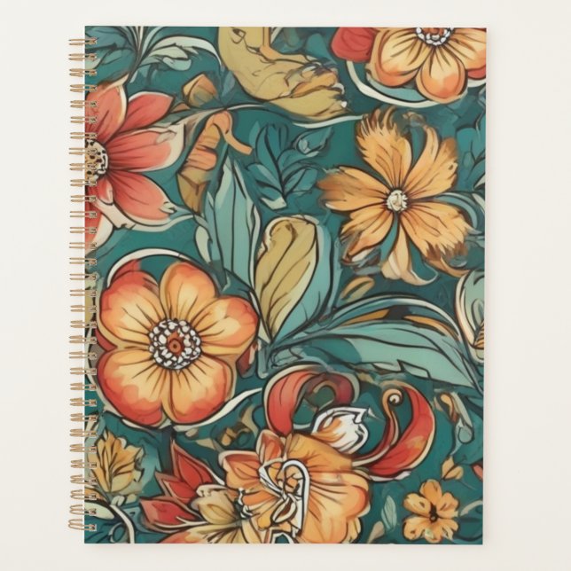 Farbiges Blumenmuster | Wilde Blume Planer (Vorderseite)