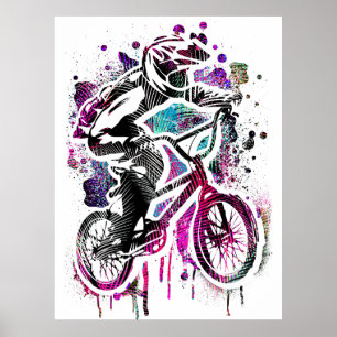 Farbiges Bmx Poster - Bmx Bike Bicycle - Retro