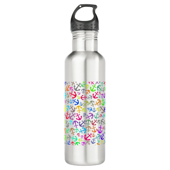 Farbiges Bootanchor-Muster Edelstahlflasche (Vorderseite)