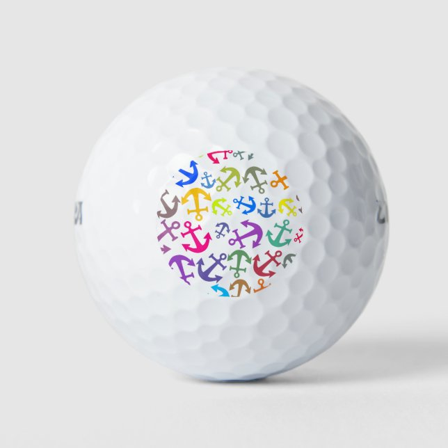 Farbiges Bootanchor-Muster Golfball (Vorderseite)