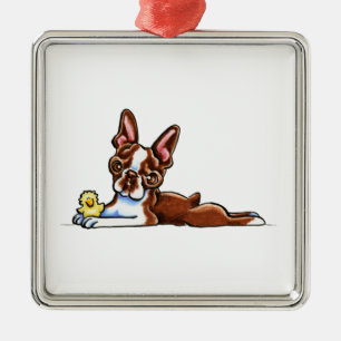 Farbiges Boston Terrier Ornament Aus Metall