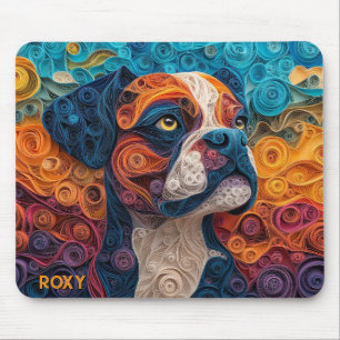 Farbiges Boxerpapier Quilling Dog Portrait Mousepad