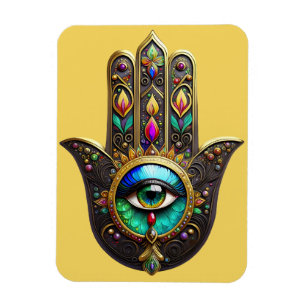 Farbiges Braun Gold Hamsa Regenbogenfarben Drittes Magnet