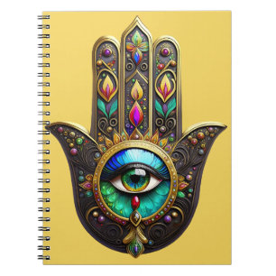 Farbiges Braun Gold Hamsa Regenbogenfarben Drittes Notizblock