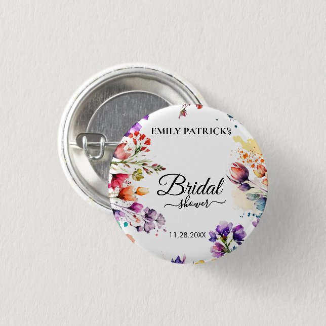 Farbiges Brautparty Button (Vorne & Hinten)