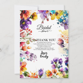 Farbiges Brautparty Dankeskarte