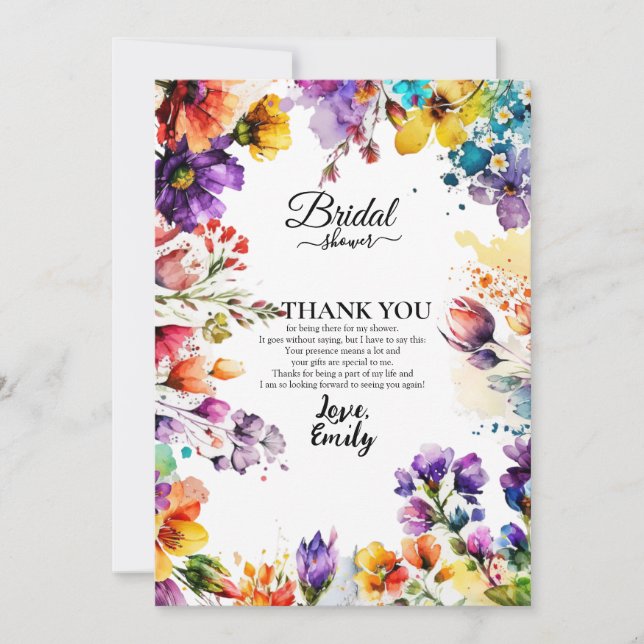 Farbiges Brautparty Dankeskarte (Vorderseite)