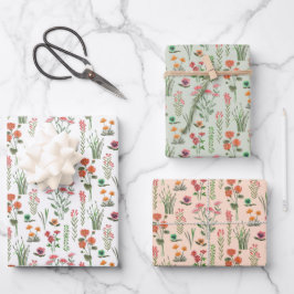 Farbiges Brautparty der Wildblume Geschenkpapier Set