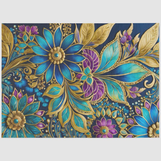 Farbiges Byzantinisches Juwel Art Tissue Seidenpapier (Vorderseite)