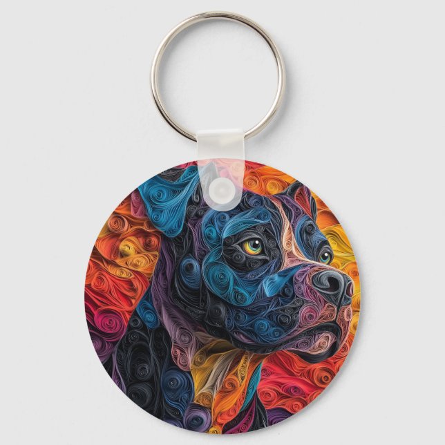 Farbiges Cane Corso Dog Portrait Schlüsselanhänger (Vorderseite)