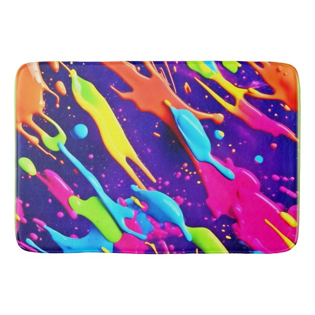 Farbiges Chaos im Abstrakten Spritzer Badematte (Vorderseite)