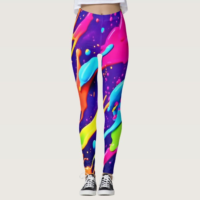 Farbiges Chaos im Abstrakten Spritzer Leggings (Vorderseite)