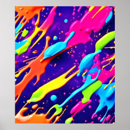 Farbiges Chaos im Abstrakten Spritzer Poster