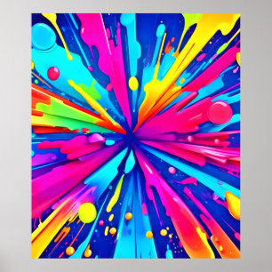 Farbiges Chaos: Malerischer Spritzer Abstrakte Kun Poster