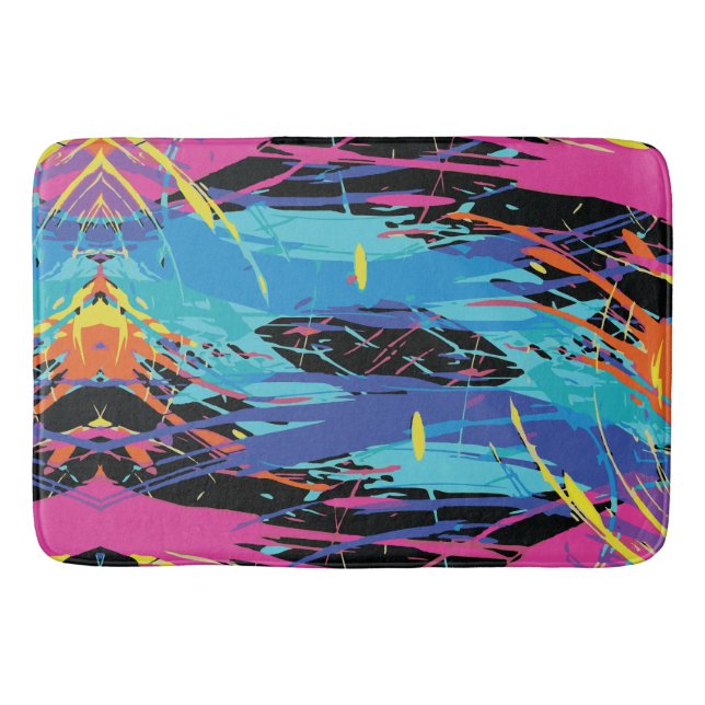 Farbiges Chaos: Splashes und Linien Badematte (Vorderseite)
