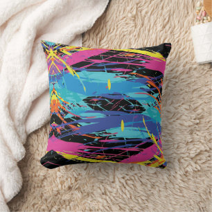 Farbiges Chaos: Splashes und Linien Kissen
