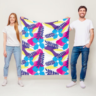 Farbiges Chic Floral & Dot Muster mit Blätter Fleecedecke