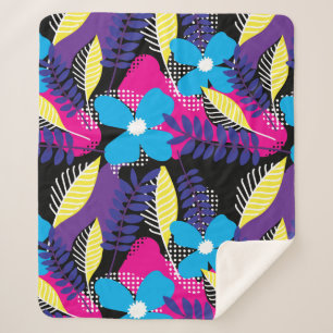 Farbiges Chic Floral & Dot-Muster mit Blätter Sie Sherpadecke