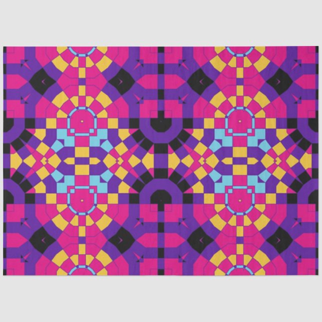 Farbiges Chic Op Art Mosaik Geometrisches Muster Seidenpapier (Vorderseite)
