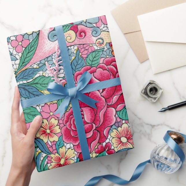 Farbiges chinesisches Blumenmuster Geschenkpapier (Schenken)