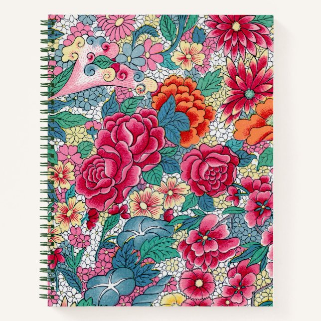 Farbiges chinesisches Blumenmuster Notizbuch (Vorderseite)
