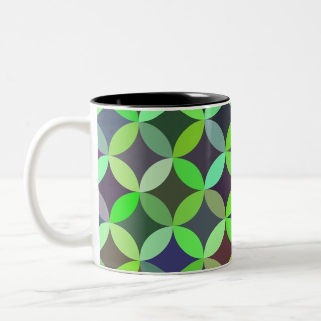 Farbiges Circle Star Quilt Muster Zweifarbige Tasse (Links)