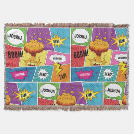 Farbiges Comic Personalisierter Name Pop Art Decke