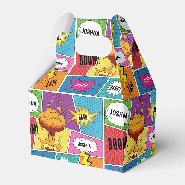 Farbiges Comic Personalisierter Name Pop Art Geschenkschachtel (Vorderseite)