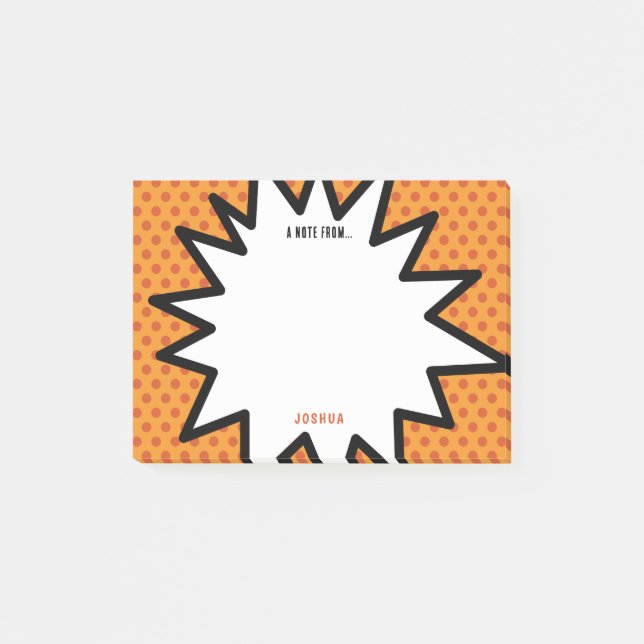 Farbiges Comic Personalisierter Name Pop Art Post-it Klebezettel (Vorderseite)