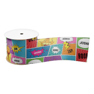 Farbiges Comic Personalisierter Name Pop Art Satinband
