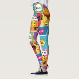 Farbiges Comic Personalisierter Text Pop Art Leggings